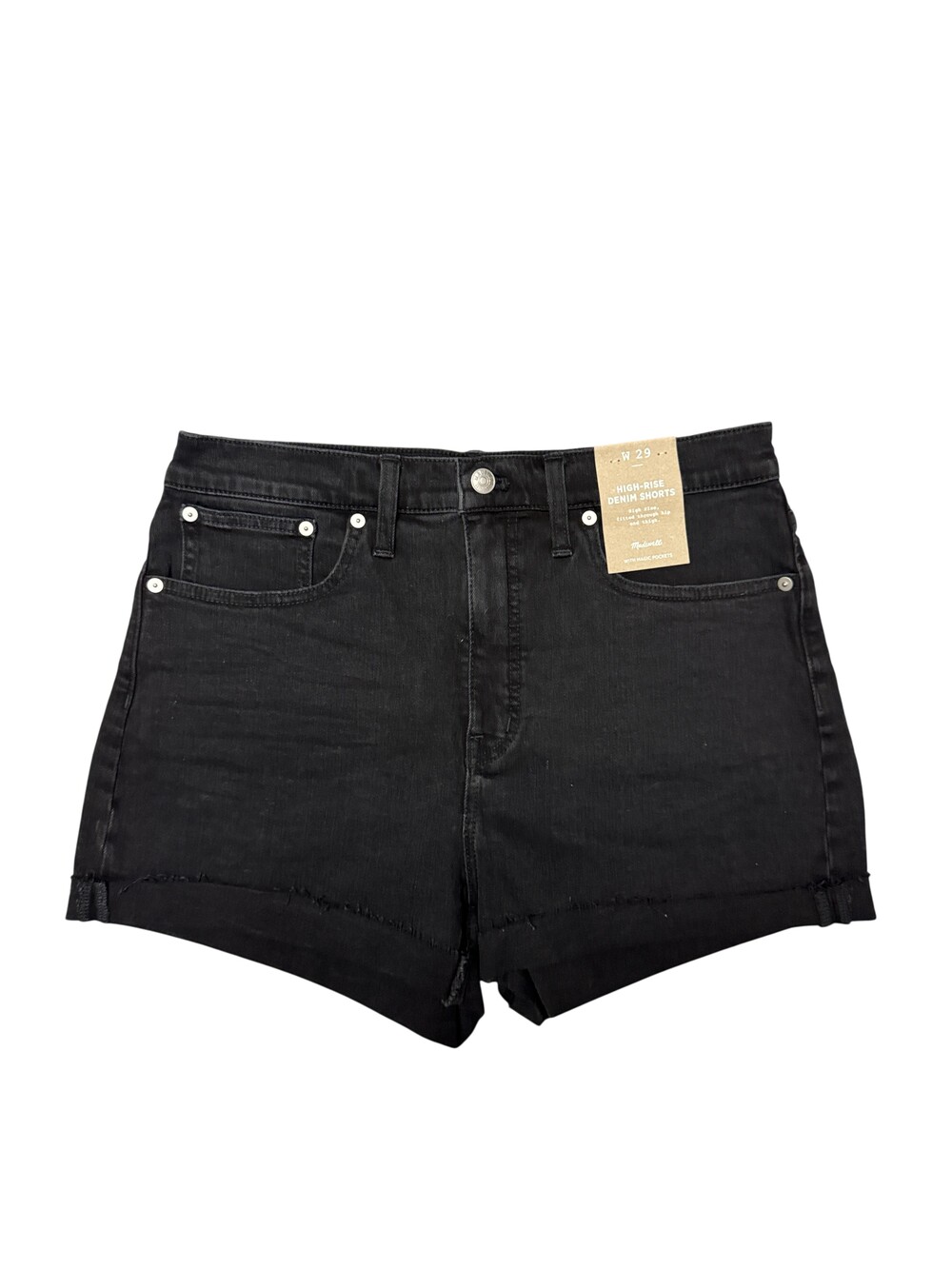 Madewell Shorts Womens 29 Black Denim High Rise Cut Off Jean Magic Pockets